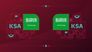 saudi-arabische flagge für das fußballpokalturnier 2022. isolierte nationalmannschaftsflagge mit geometrischen elementen für 2022 fußball- oder fußballvektorillustration vektor
