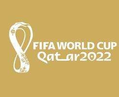 fifa world cup katar 2022 offizielles logo white champion symbol design abstrakte illustration mit goldenem hintergrund vektor