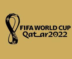 fifa world cup katar 2022 offizielles logo schwarz champion symbol design abstrakte illustration mit goldenem hintergrund vektor