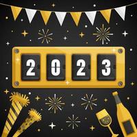Feier guten Rutsch ins neue Jahr 2023 Countdown-Uhr-Vorlage vektor