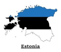estnisches nationalflaggenkartendesign, illustration der estnischen landesflagge innerhalb der karte vektor