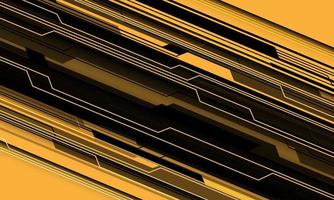 abstrakter schwarzer linienschaltkreis cyber geometrischer schrägstrich dynamisch auf gelbem design moderner futuristischer technologiehintergrundvektor vektor