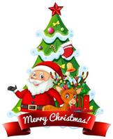 Frohe Weihnachten Banner mit Santa, Baum und Rentier vektor