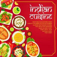 Deckblatt-Vektorvorlage für das Menü der indischen Küche vektor