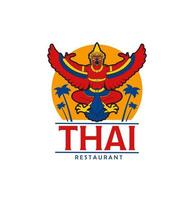 thailändische küche lebensmittelrestaurantikone mit garuda vektor