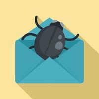 E-Mail-Bug-Symbol, flacher Stil vektor