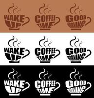 inspirera uppfriskande text i form kaffe råna med varm ånga. morgon- uppfriskande kaffe för Bra humör. vektor