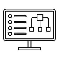 diagram övervaka ikon, översikt stil vektor