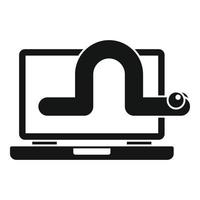 Wurm-Laptop-Symbol, einfacher Stil vektor