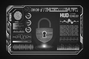 modern hud teknologi skärm bakgrund med hänglås vektor