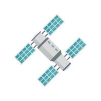 Raumstation mit Solarpanel-Symbol, flacher Stil vektor