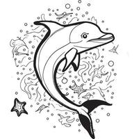 tecknad serie delfin illustration. färg bok för barn. vektor
