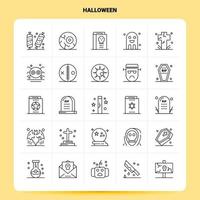 Umriss 25 Halloween Icon Set Vektor Linienstil Design schwarze Icons Set lineare Piktogramm Pack Web und mobile Geschäftsideen Design Vektor Illustration