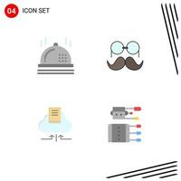 4 användare gränssnitt platt ikon packa av modern tecken och symboler av firande pil mustasch glasögon anteckningsbok redigerbar vektor design element