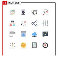 uppsättning av 16 modern ui ikoner symboler tecken för video man musik festival händelse redigerbar packa av kreativ vektor design element