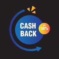 Vektoretikett für Cash-Back-Angebote vektor