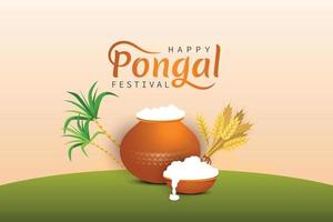 illustration des glücklichen pongal-feiertags-erntefestes von tamil nadu südindien-grußhintergrund vektor