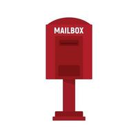 Red Street Mailbox-Symbol, flacher Stil vektor