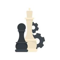 Schach-Logik-Zahnrad-Symbol, flacher Stil vektor