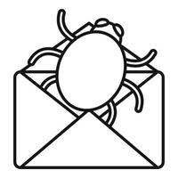 E-Mail-Bug-Symbol, Umrissstil vektor