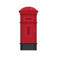 röd gata posta låda ikon, platt stil vektor