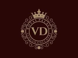 brev vd antik kunglig lyx victorian logotyp med dekorativ ram. vektor