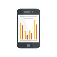 Diagrammspalte auf Smartphone-Bildschirmsymbol, flacher Stil vektor