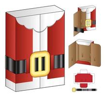 weihnachtsmann box verpackung gestanzte vorlagendesign. 3D-Modell vektor