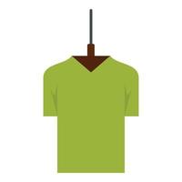 grön tshirt på galge ikon, platt stil vektor