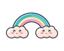 süßer Regenbogen kawaii vektor