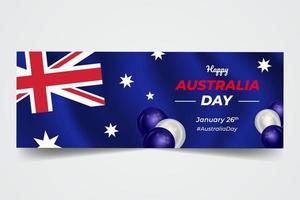 Lycklig Australien dag januari 26: e baner med ballong illustration på vinka flagga bakgrund vektor