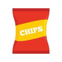 Rote Chips-Pack-Ikone, flacher Stil vektor