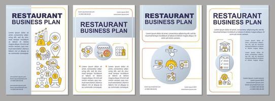 Businessplan für kleine Restaurants graue Broschürenvorlage. Management. Broschürendesign mit linearen Symbolen. editierbare 4 Vektorlayouts für Präsentationen, Jahresberichte. vektor