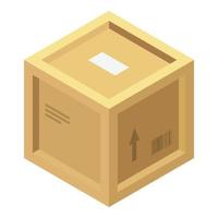 trä paket låda ikon, isometrisk stil vektor