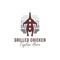 grillad kyckling vektor illustration logotyp