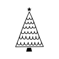 linjär hand dragen jul träd vektor illustration