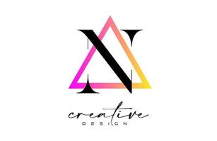 buchstabe n logo in einem dreieck mit kreativem schnittdesign. vektor