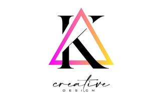 buchstabe k logo in einem dreieck mit kreativem schnittdesign. vektor