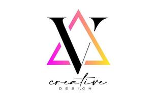 brev v logotyp inuti en triangel med kreativ skära design. vektor