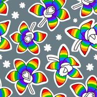 nahtloses Muster mit Regenbogenblumen. Vektor moderne flache Illustration.