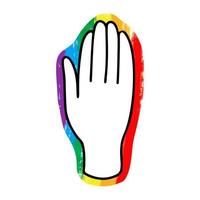 hand silhuett på en regnbåge bakgrund. HBTQ stolthet månad logotyp. vektor platt illustration.