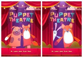 Puppentheaterplakate mit Tierpuppen