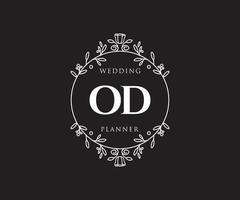 od initials brief hochzeitsmonogramm logos sammlung, handgezeichnete moderne minimalistische und florale vorlagen für einladungskarten, save the date, elegante identität für restaurant, boutique, café im vektor