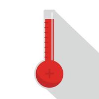 Thermometer warm Symbol, flacher Stil vektor