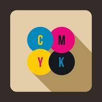 cmyk-Kreise-Symbol, flacher Stil vektor