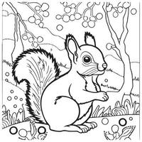 Eichhörnchen-Umriss-Vektor-Illustration. Malbuch für Kinder. vektor