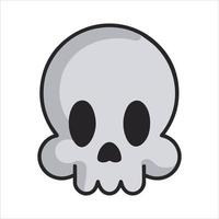 lustiges Cartoon-Totenkopf-Logo. totes Symbol isoliert. tote süße Halloween-Silhouette. Grafik-Design. Todesmaskottchen-Aufkleber. lustiges Emoticon. böse Zeichnung. Piratenflaggenknochen. vektor