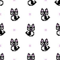 Pixel-Art-Symbol für Videospiele und Druck auf verschiedenen Produkten. süße Katze. Schwarzes kätzchen. vektor