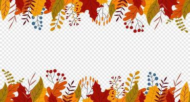 Nahtloses horizontales Banner mit bunten Herbstpflanzen. bezauberndes Herbstmuster. handgemalt. Vektor-Illustration vektor