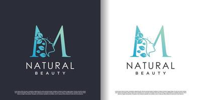 natur skönhet logotyp mall med brev m begrepp premie vektor